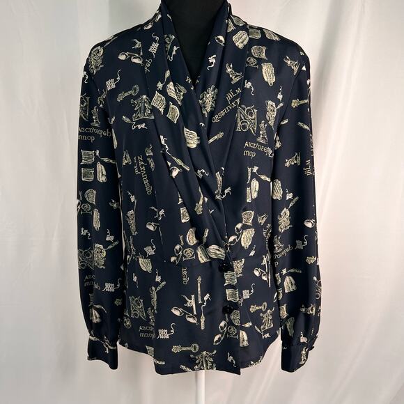 Vintage Liz Claiborne Alphabet Blouse Size Size 6 - Picture 1 of 15